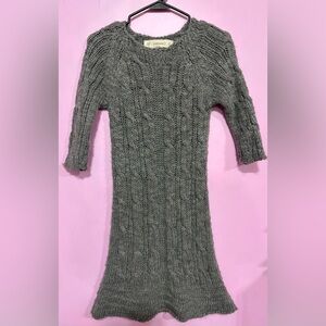 Zara Gray Cable-Texture Crewneck Sweater Dress
